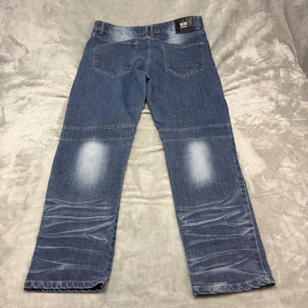 Refinery Republic Men's Blue Moto Jeans 36x30‎ Distressed Panels Denim Pants - Picture 3 of 16